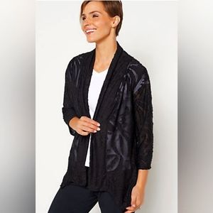NEW Super Soft Black Knit Burn Out Animal Print Black Jacket Cardigan Plus 3X